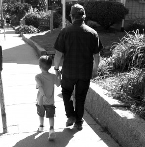 My Dad walking with my son.